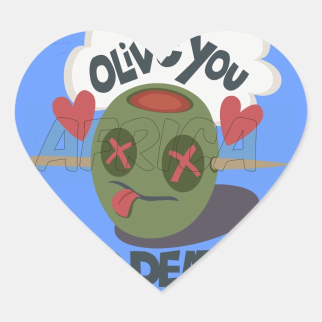 Beautiful Cool I love Africa Art Heart Sticker (Front)