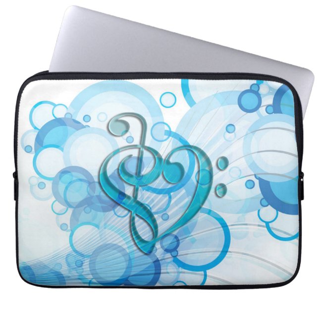 Beautiful cool music notes together as a heart laptop sleeve (Front)