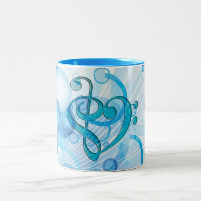 Beautiful cool music notes together as a heart Two-Tone coffee mug (Center)