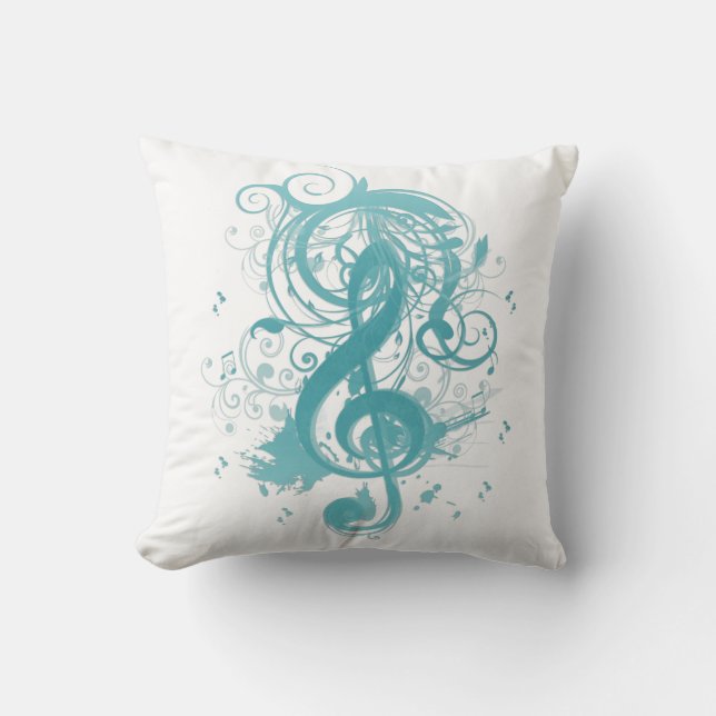 Beautiful cool music notes with splatter swirls cushion (Front)