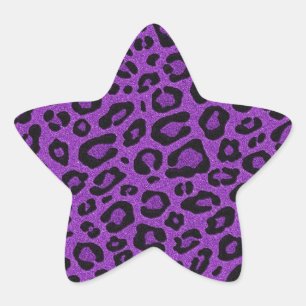 Beautiful cool purple leopard skin glitter effects star sticker