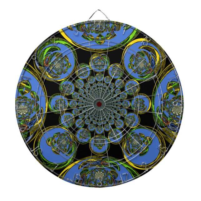Beautiful cool royal blue black Kaleidoscope  art Dartboard (Front)