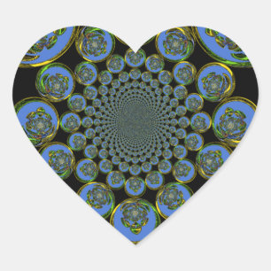 Beautiful cool royal blue black Kaleidoscope art Heart Sticker