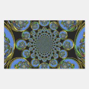 Beautiful cool royal blue black Kaleidoscope art Rectangular Sticker