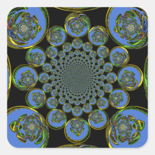 Beautiful cool royal blue black Kaleidoscope  art Square Sticker
