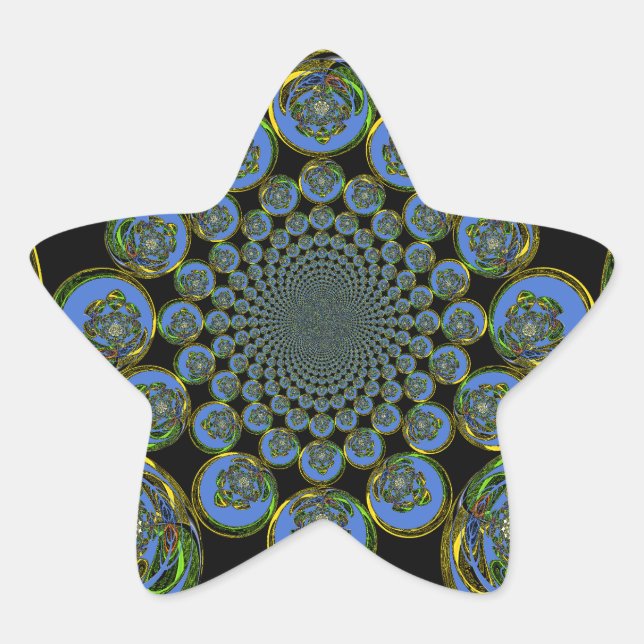 Beautiful cool royal blue black Kaleidoscope  art Star Sticker (Front)