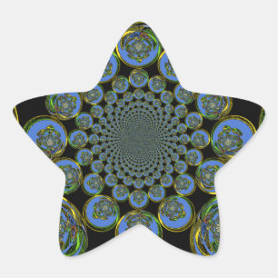 Beautiful cool royal blue black Kaleidoscope art Star Sticker