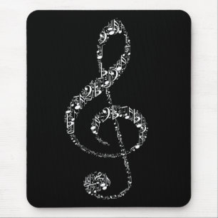 Beautiful cool white music notes mouse mat