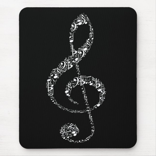 Beautiful cool white music notes mouse mat (Front)