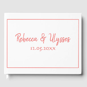 Beautiful Coral and White Guest Book