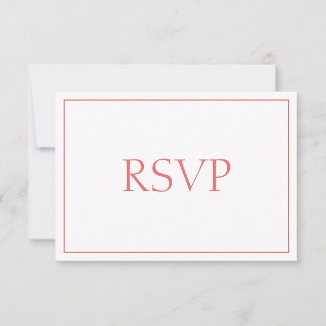 Beautiful Coral and White Response RSVP (Front)