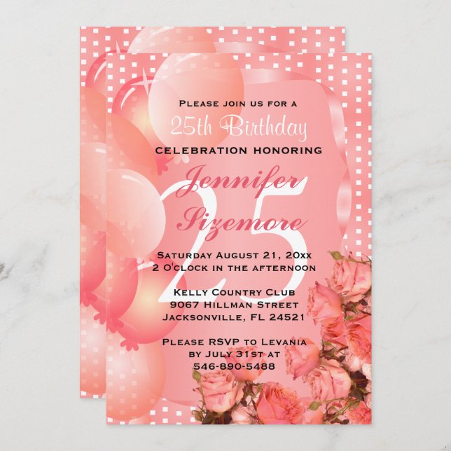 Beautiful Coral Birthday Template - 00th Birthday (Front/Back)