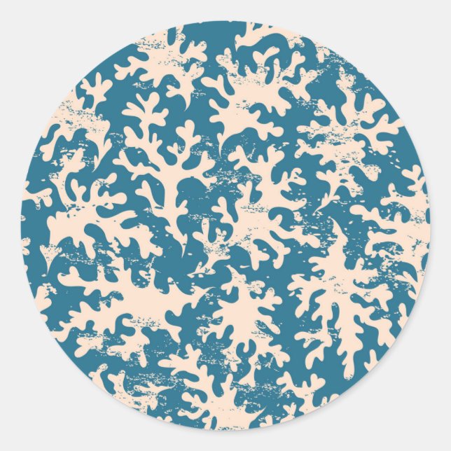 Beautiful Coral Pattern Classic Round Sticker (Front)