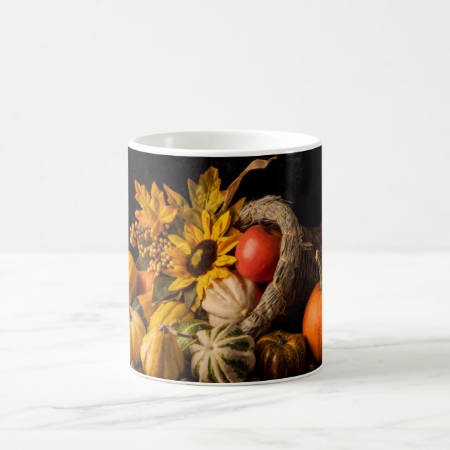 Beautiful Cornucopia Filled With Autumn Gourds  Coffee Mug (Center)