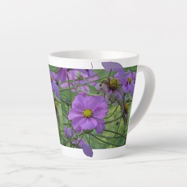 Beautiful Cosmea Flowers Design Latte Mug (Right Angle)