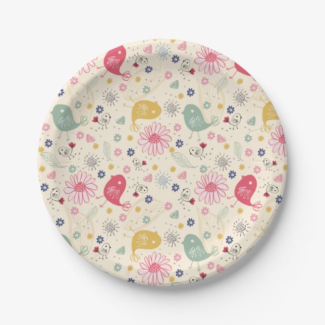 Beautiful Country Birds Paper Plate (Front)