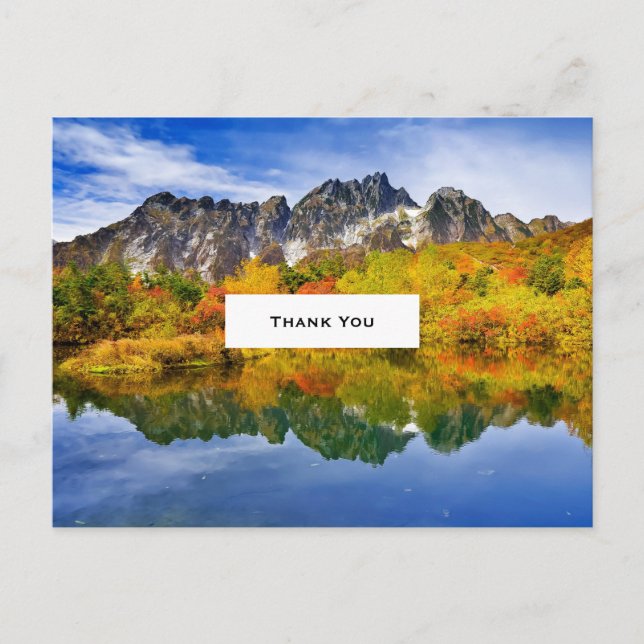 Beautiful Country Lake Photo Wedding Thank You Postcard (Front)