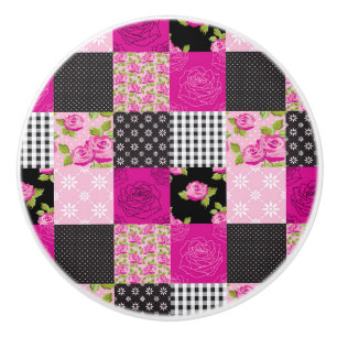 Beautiful Country Patchwork Quilt Ceramic Knob
