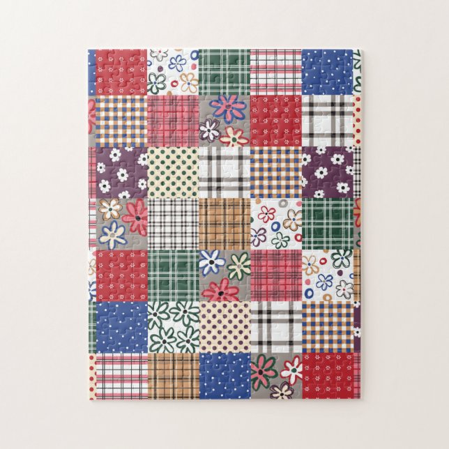 Beautiful Country Patchwork Quilt Jigsaw Puzzle (Vertical)