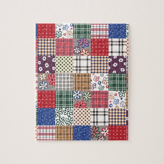Beautiful Country Patchwork Quilt Jigsaw Puzzle (Vertical)