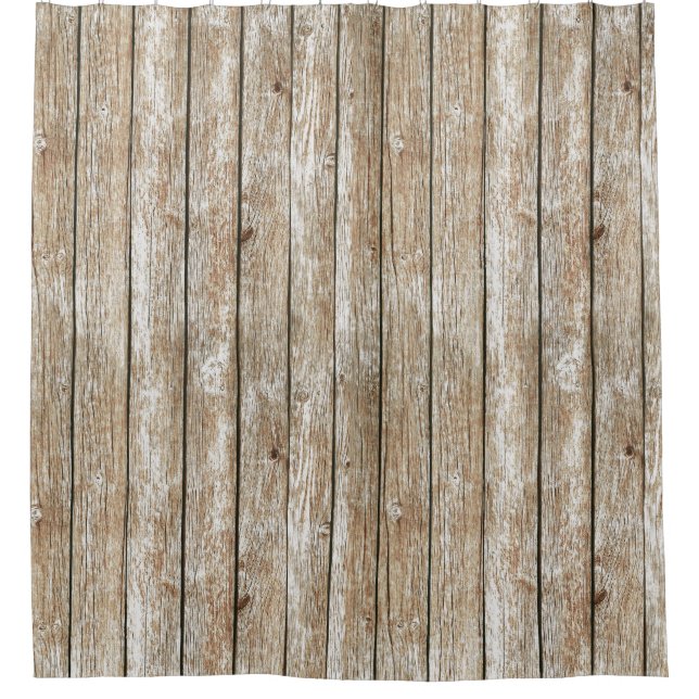 Beautiful Country Shabby Chic Rustic Wood Shower Curtain (Front)