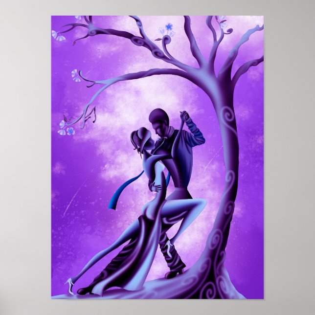 Beautiful Couple Dance Tango in Moonlight  Poster (Front)