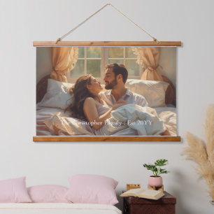 Beautiful Couple Image & Custom Text Hanging Tapestry