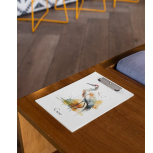 beautiful crane in watercolor clipboard