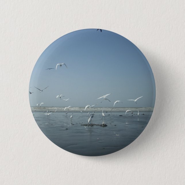 Beautiful Cranes Flying Over Water Nature's Ballet 6 Cm Round Badge (Front)