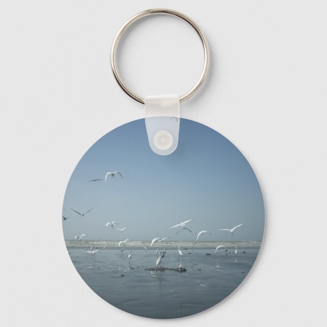 Beautiful Cranes Flying Over Water Nature's Ballet Key Ring (Front)