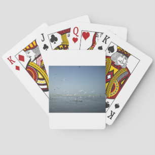 Beautiful Cranes Flying Over Water Nature's Ballet Playing Cards