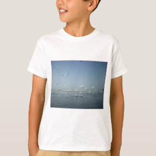Beautiful Cranes Flying Over Water Nature's Ballet T-Shirt