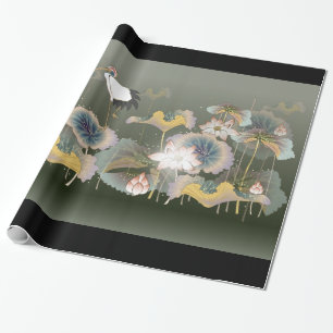 Beautiful Cranes  Lily Pads Wrapping Paper