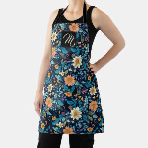 Beautiful Cream, Orange and Blue Floral Apron