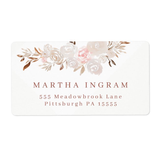 Beautiful Cream Rose Monogram Label (Front)