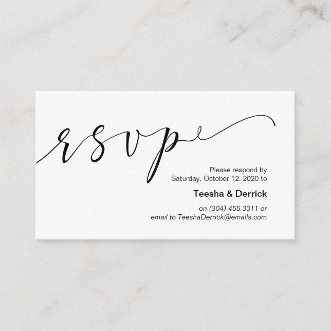 Beautiful creative elegant black ink, Wedding RSVP Enclosure Card (Front)