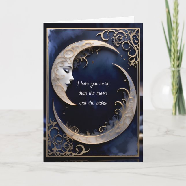 Beautiful Crescent Moon Birthday Card (Front)