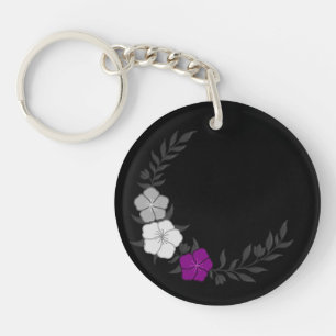 Beautiful Crescent of Subtle Asexual Flowers Key Ring