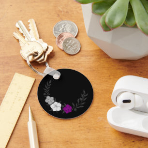 Beautiful Crescent of Subtle Asexual Flowers Key Ring