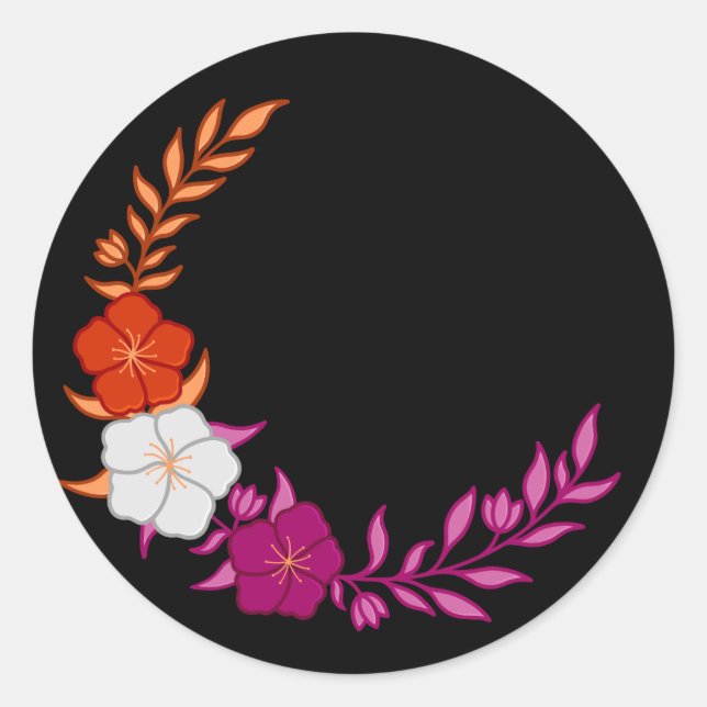 Beautiful Crescent of Subtle Lesbian Flowers Classic Round Sticker (Front)