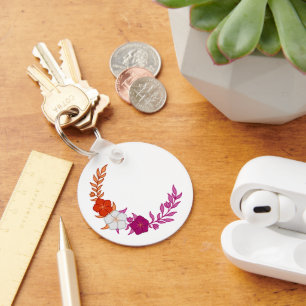 Beautiful Crescent of Subtle Lesbian Flowers Key Ring