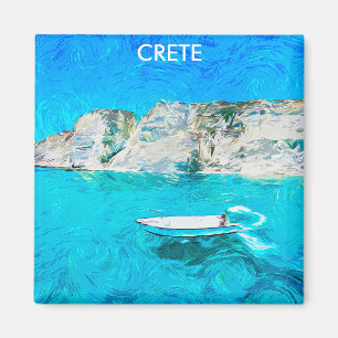 Beautiful Crete Greece Ocean Painting Magnet
