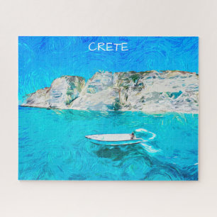 Beautiful Crete Greece Ocean Watercolor Painting Jigsaw Puzzle