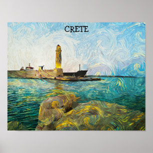 Beautiful Crete Greece Oil Paint  Poster