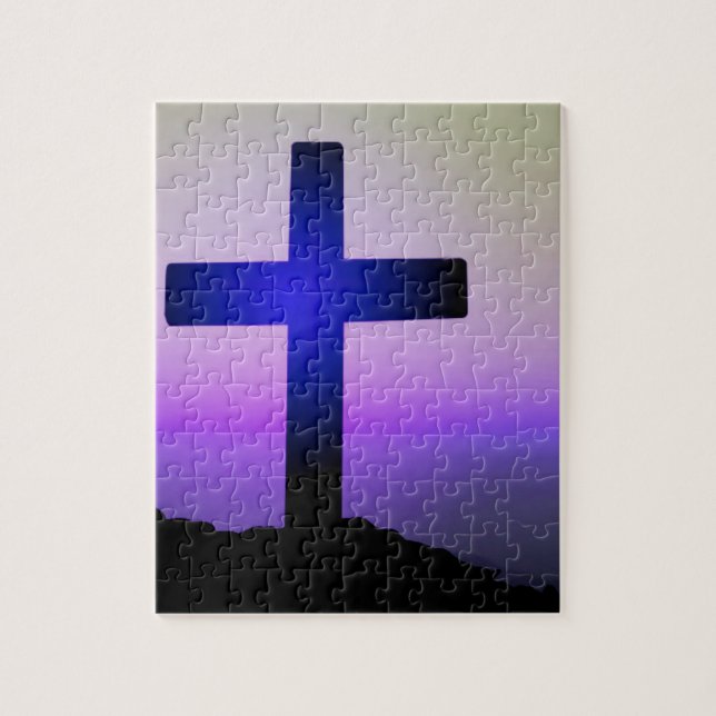Beautiful Cross Purple Sky Jigsaw Puzzle (Vertical)