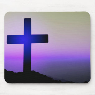 Beautiful Cross Purple Sky Mouse Mat