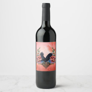 Beautiful crow wine label