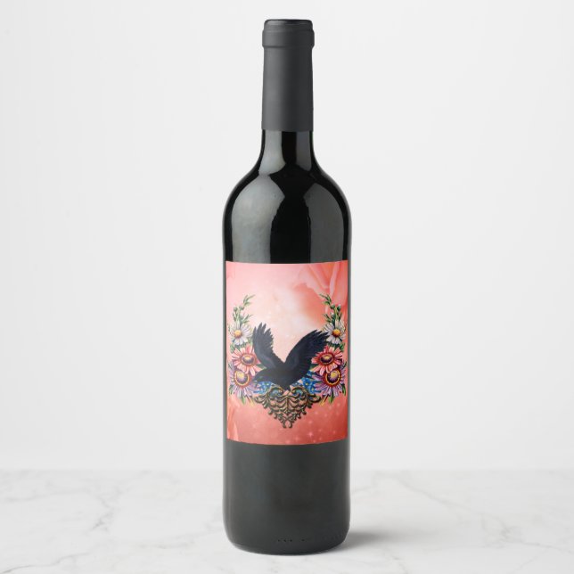 Beautiful crow wine label (Front)