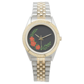 Beautiful Crown Crescent of Red Flowers Watch