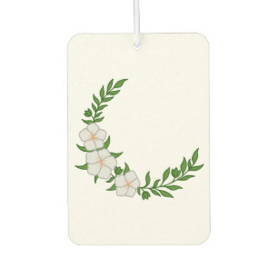 Beautiful Crown Crescent of White Flowers Car Air Freshener